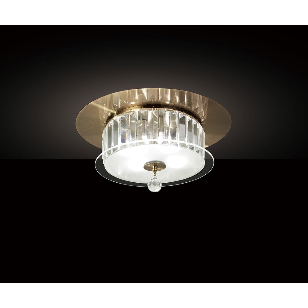 Tosca Ceiling Round 4 Light Antique Brass/Glass/Crystal