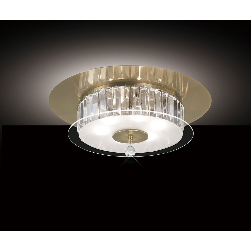 Tosca Ceiling Round 6 Light Antique Brass/Glass/Crystal