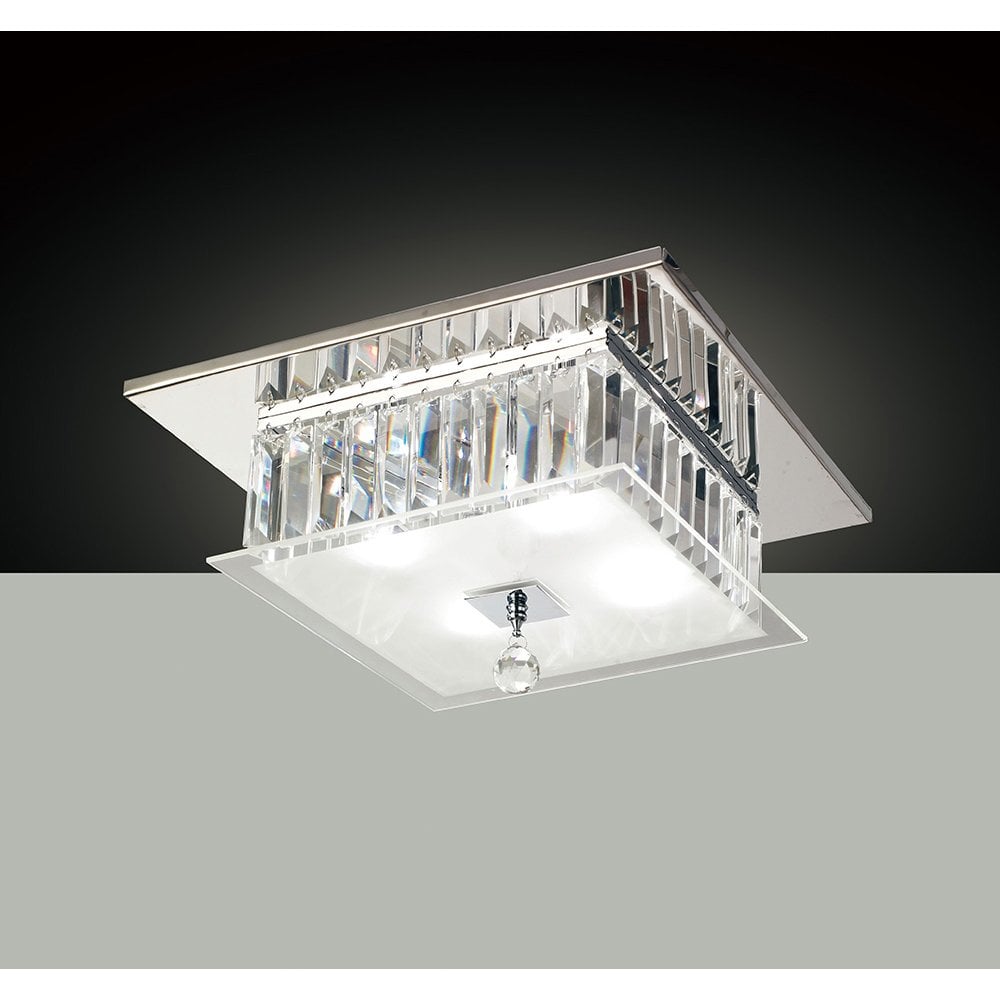 Tosca Ceiling Square 4 Light Polished Chrome/Glass/Crystal