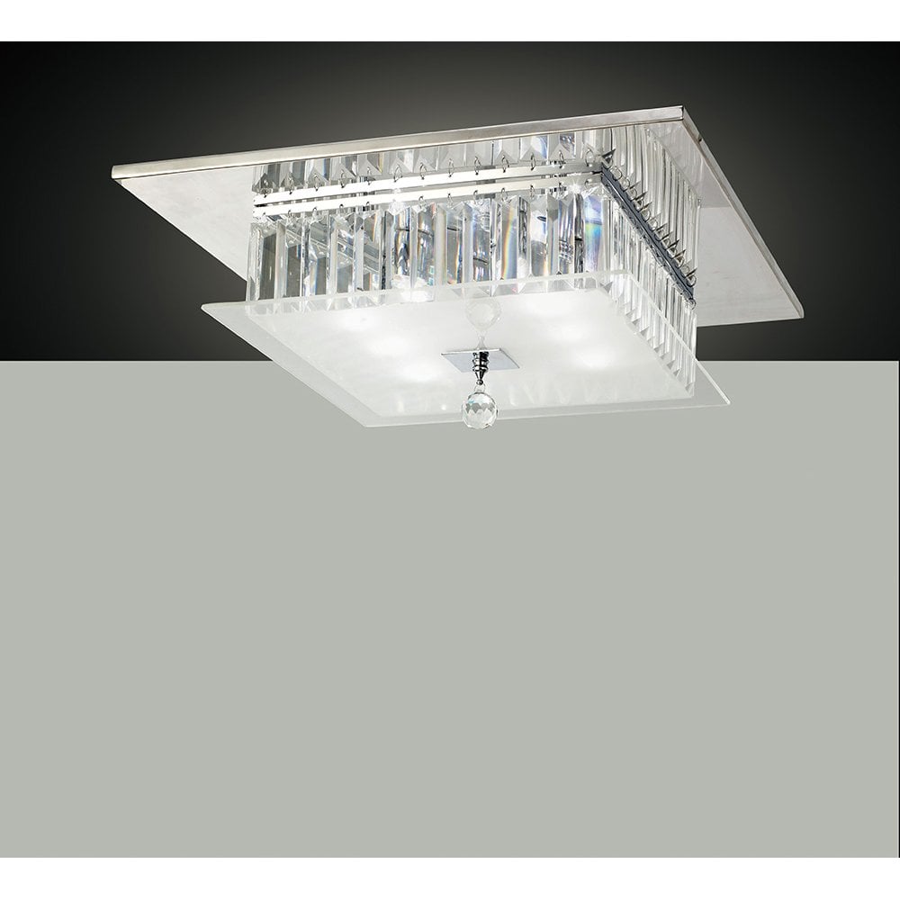 Tosca Ceiling Square 6 Light Polished Chrome/Glass/Crystal