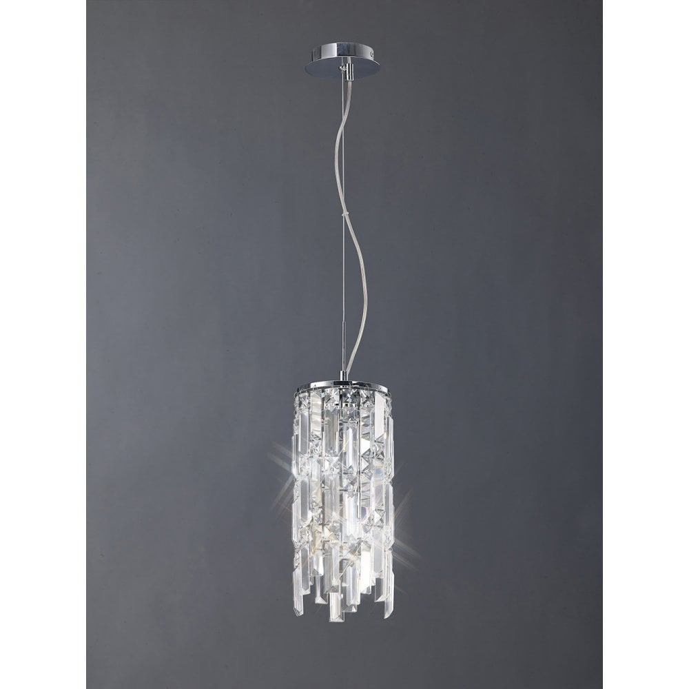 Maddison Pendant Cylinder 2 Light Polished Chrome/Crystal