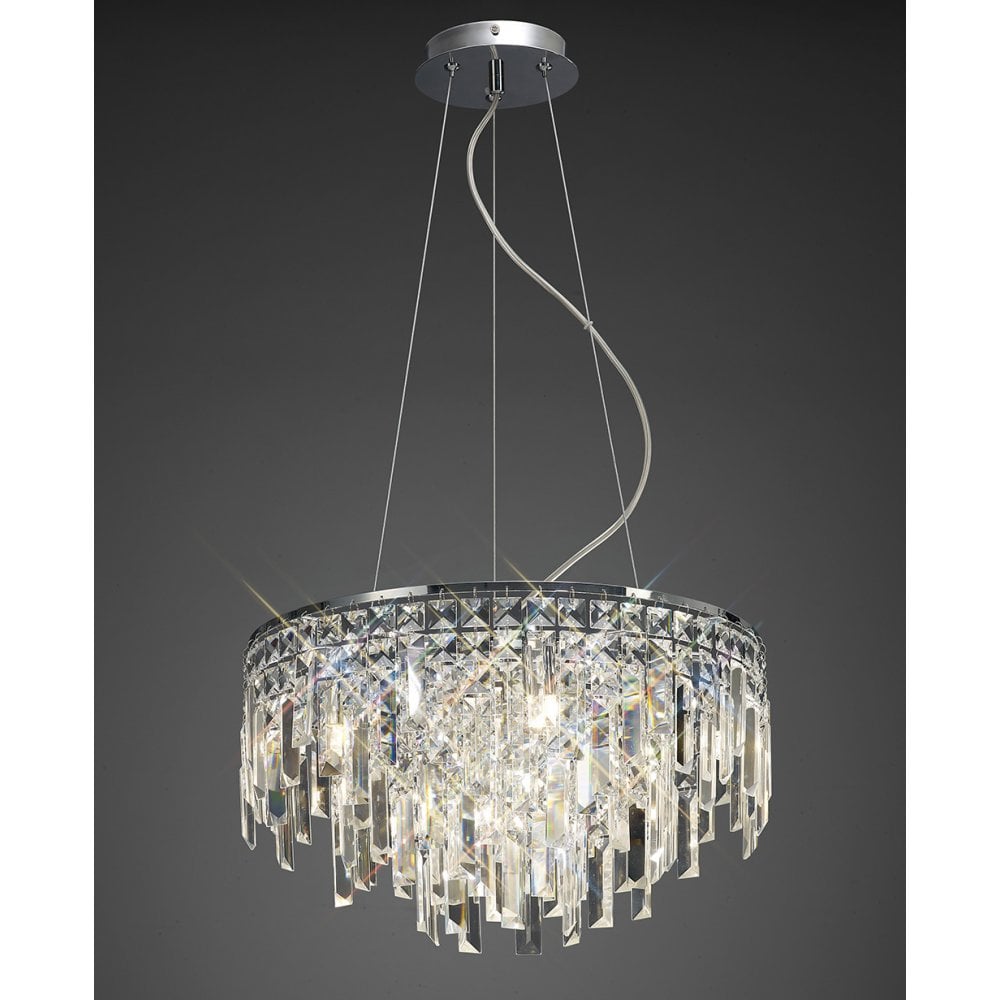 Maddison Pendant Round 6 Light Polished Chrome/Crystal