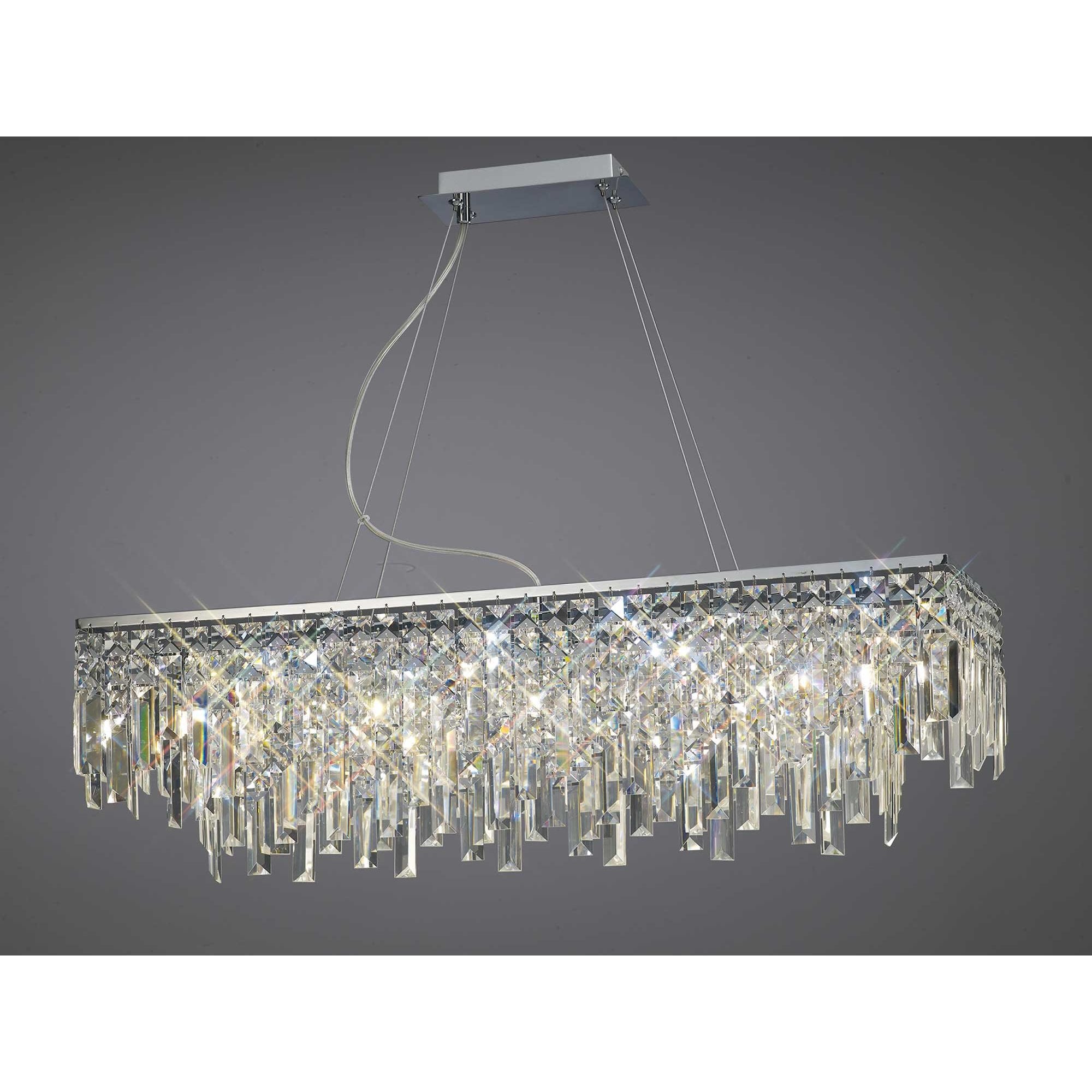 Maddison Pendant Rectangular 6 Light Polished Chrome/Crystal