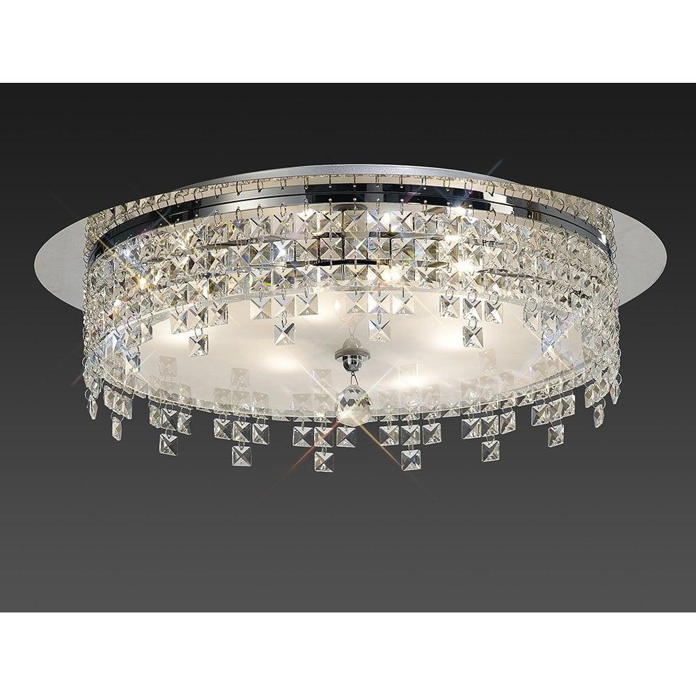 Esta Ceiling Round 4 Light Polished Chrome/Glass/Crystal