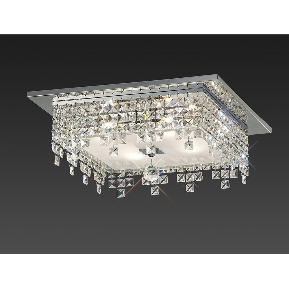 Esta Ceiling Square 4 Light Polished Chrome/Glass/Crystal