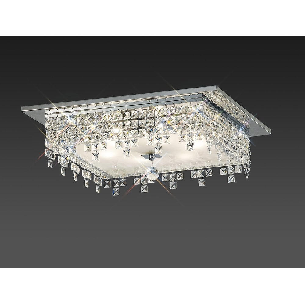 Esta Ceiling Square 6 Light Polished Chrome/Glass/Crystal