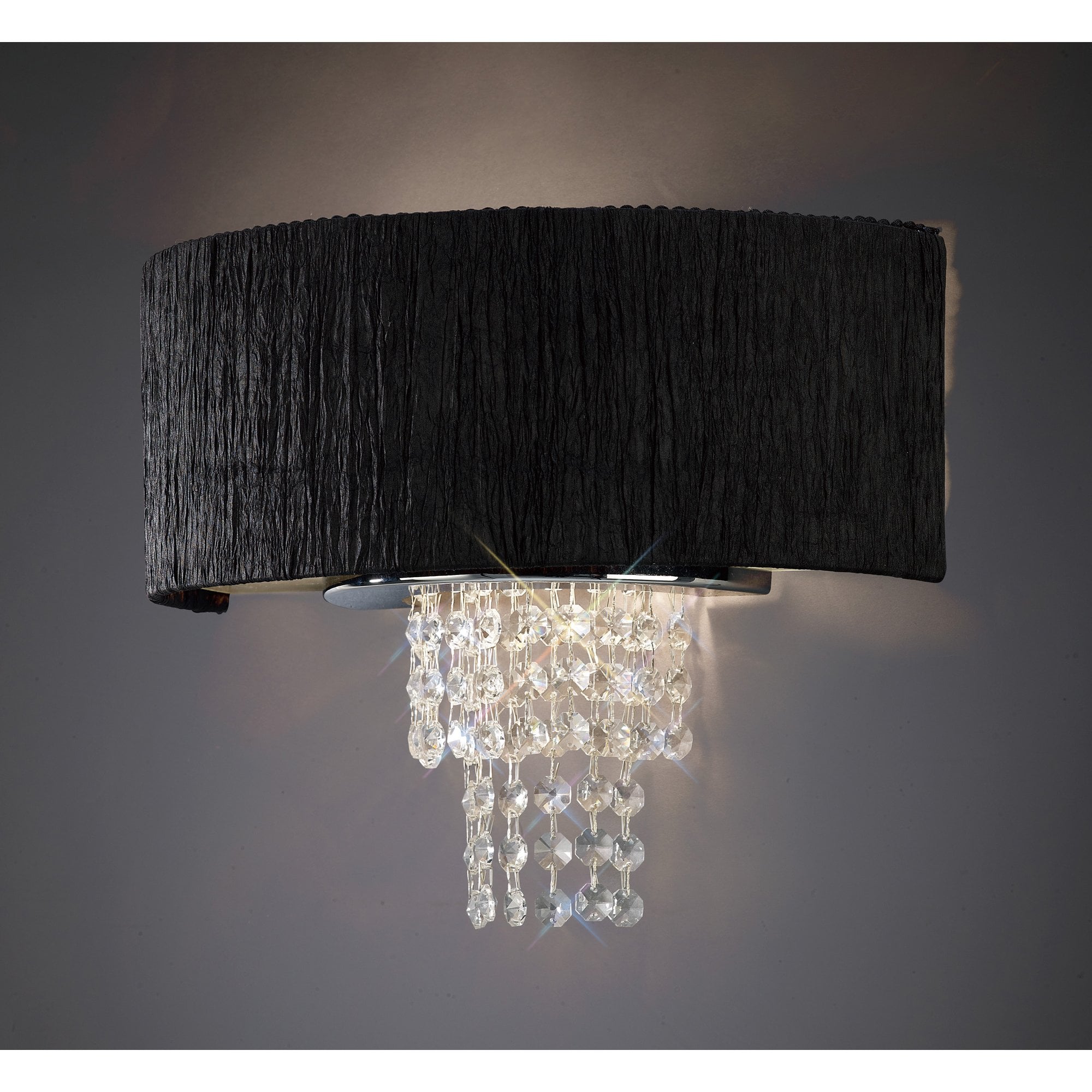 Nerissa Wall Lamp With Black Shade 2 Light Polished Chrome/Crystal