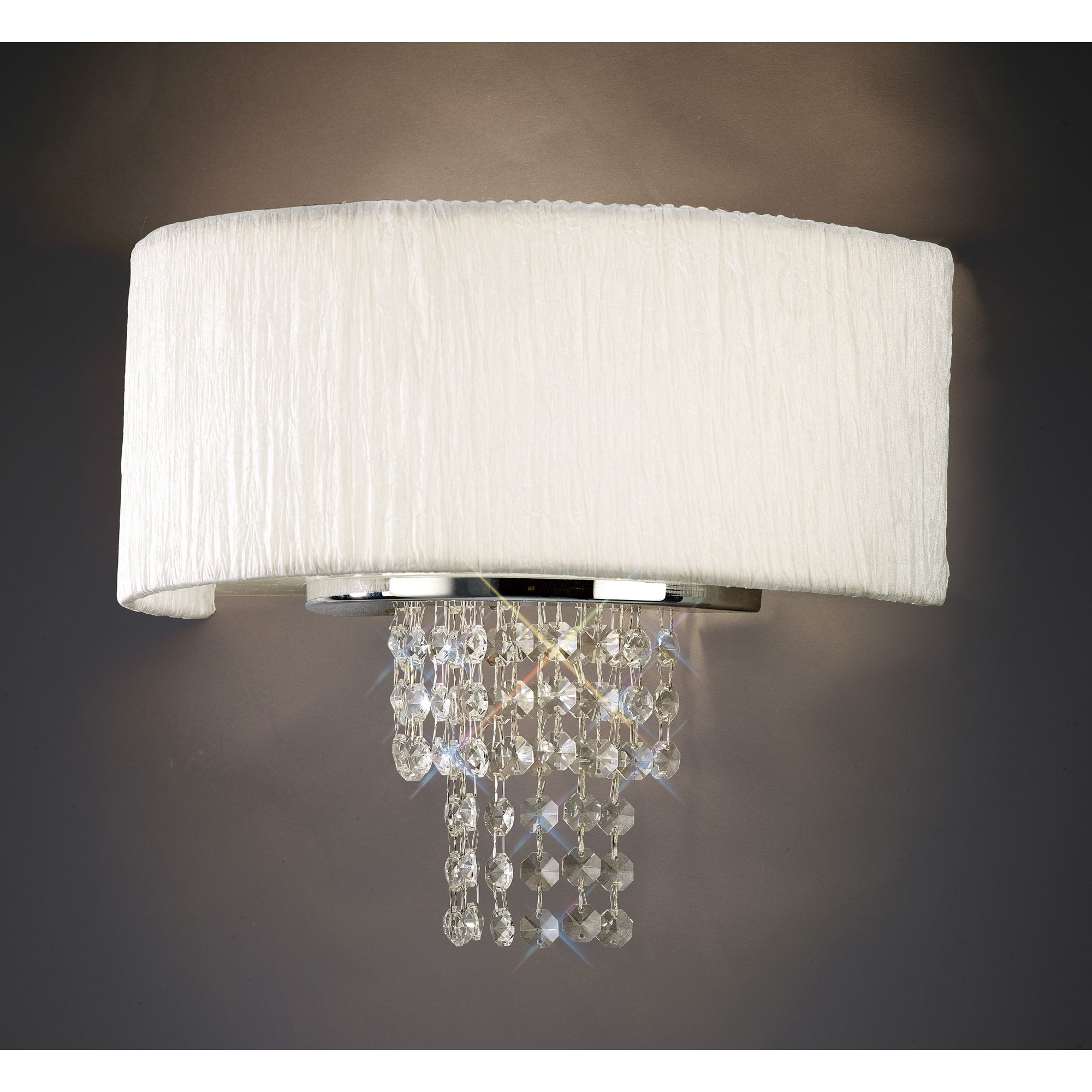 Nerissa Wall Lamp With White Shade 2 Light Polished Chrome/Crystal