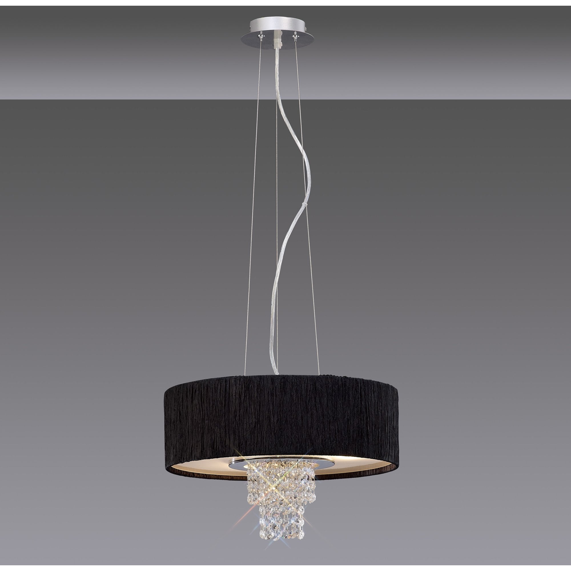 Nerissa Pendant With Black Shade 4 Light Polished Chrome/Crystal