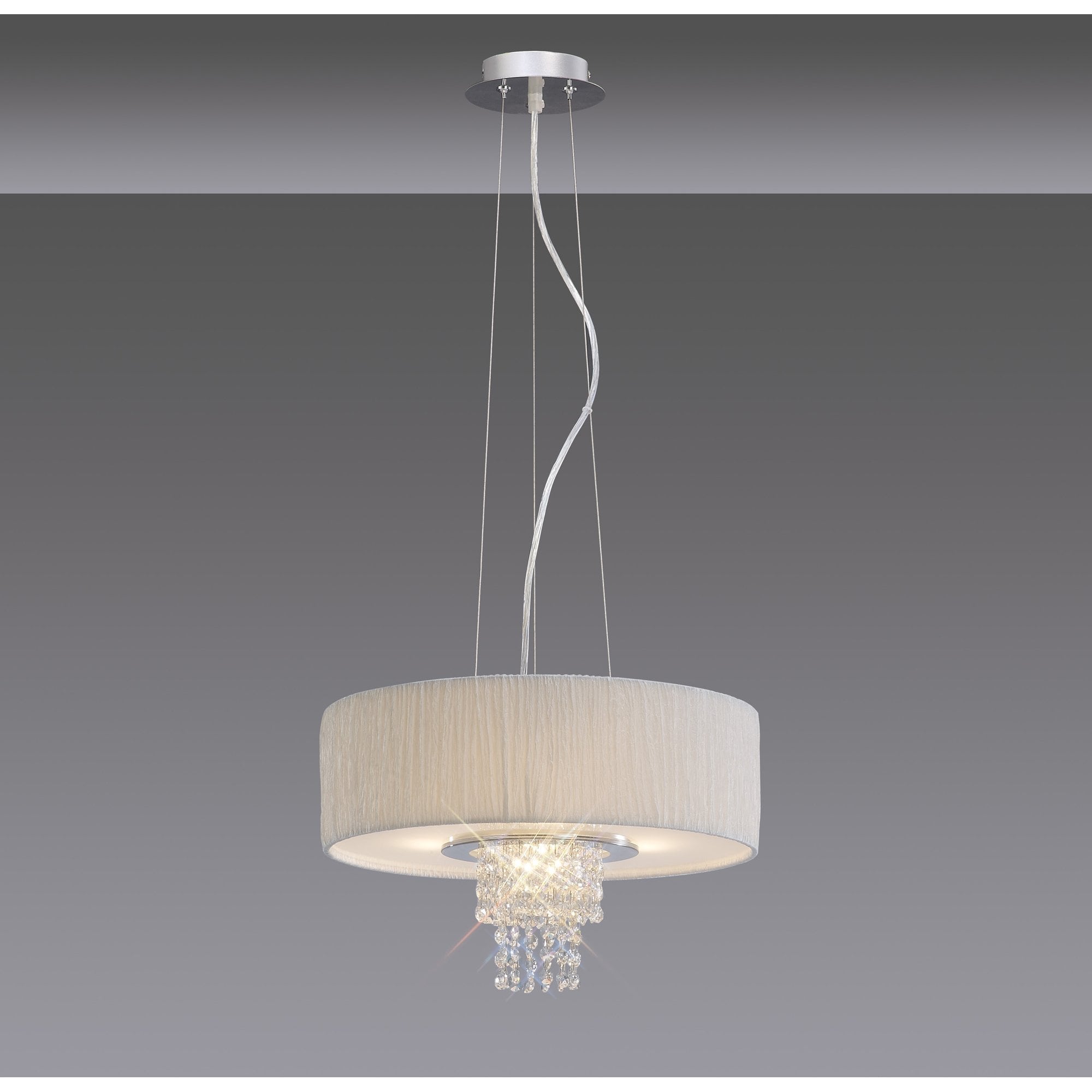 Nerissa Pendant With White Shade 4 Light Polished Chrome/Crystal