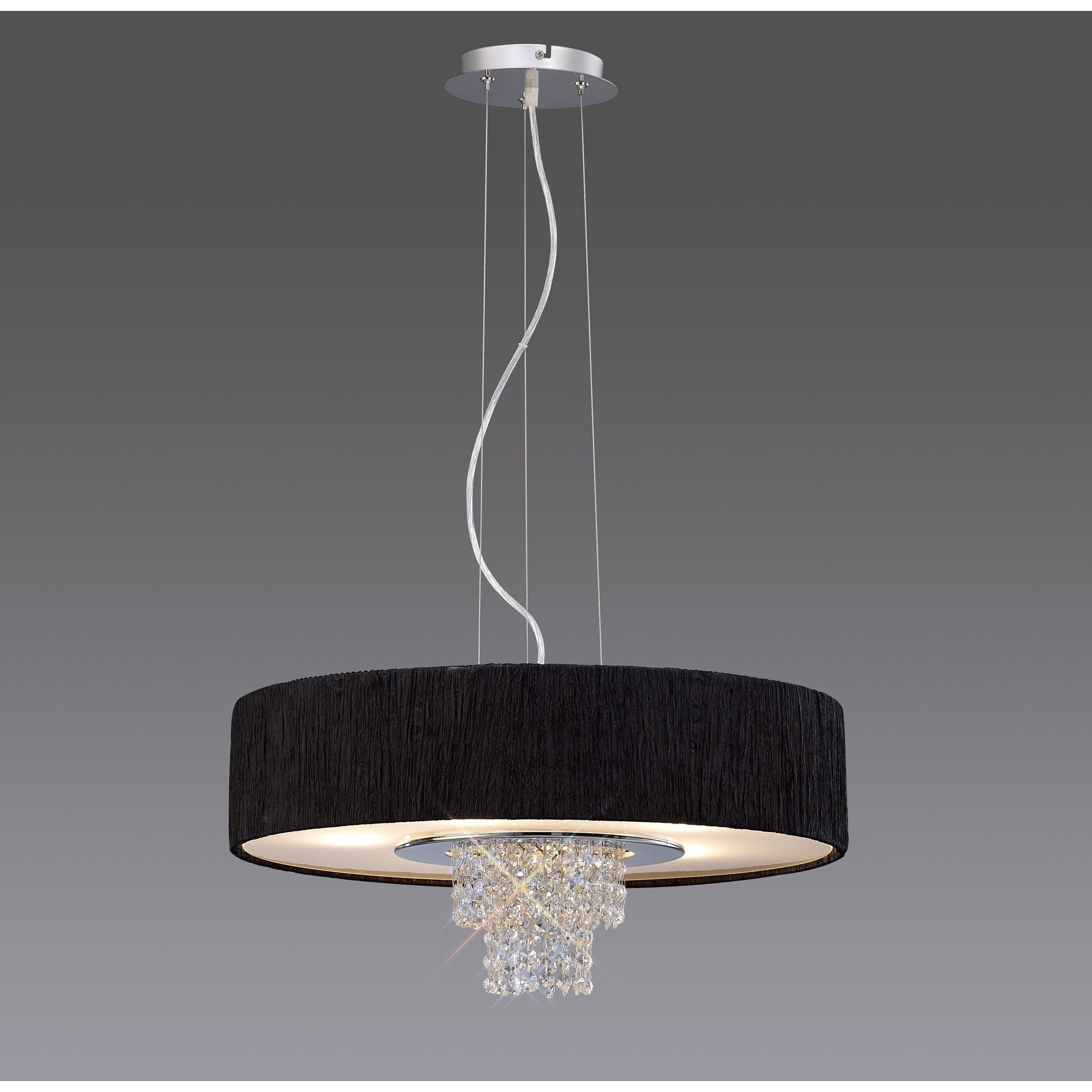 Nerissa Pendant With Black Shade 6 Light Polished Chrome/Crystal