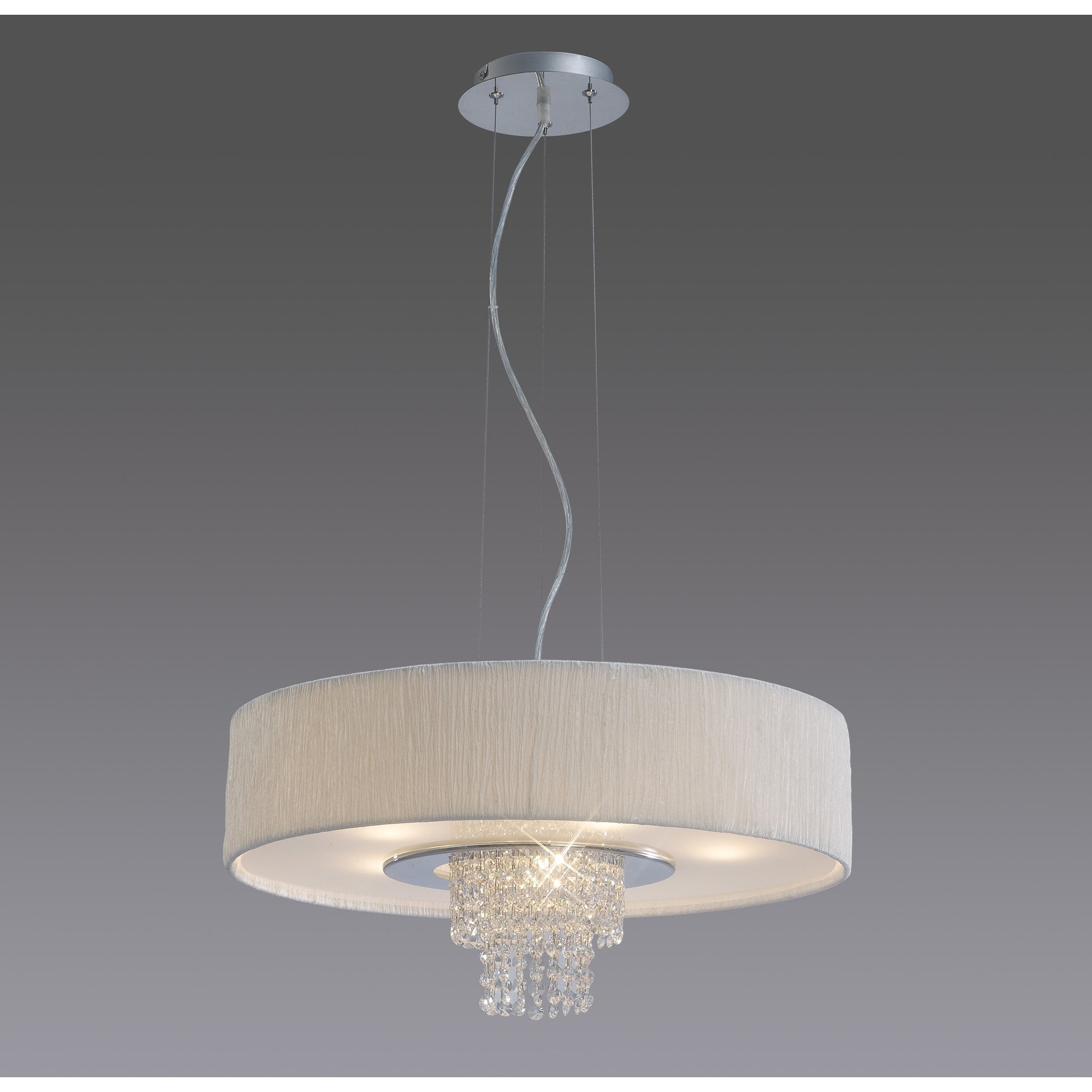 Nerissa Pendant With White Shade 6 Light Polished Chrome/Crystal