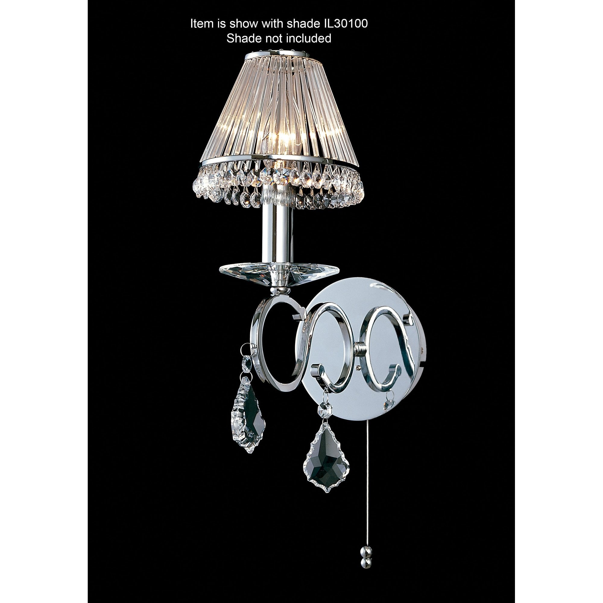 Torino Wall Lamp Switched 1 Light Polished Chrome/Crystal