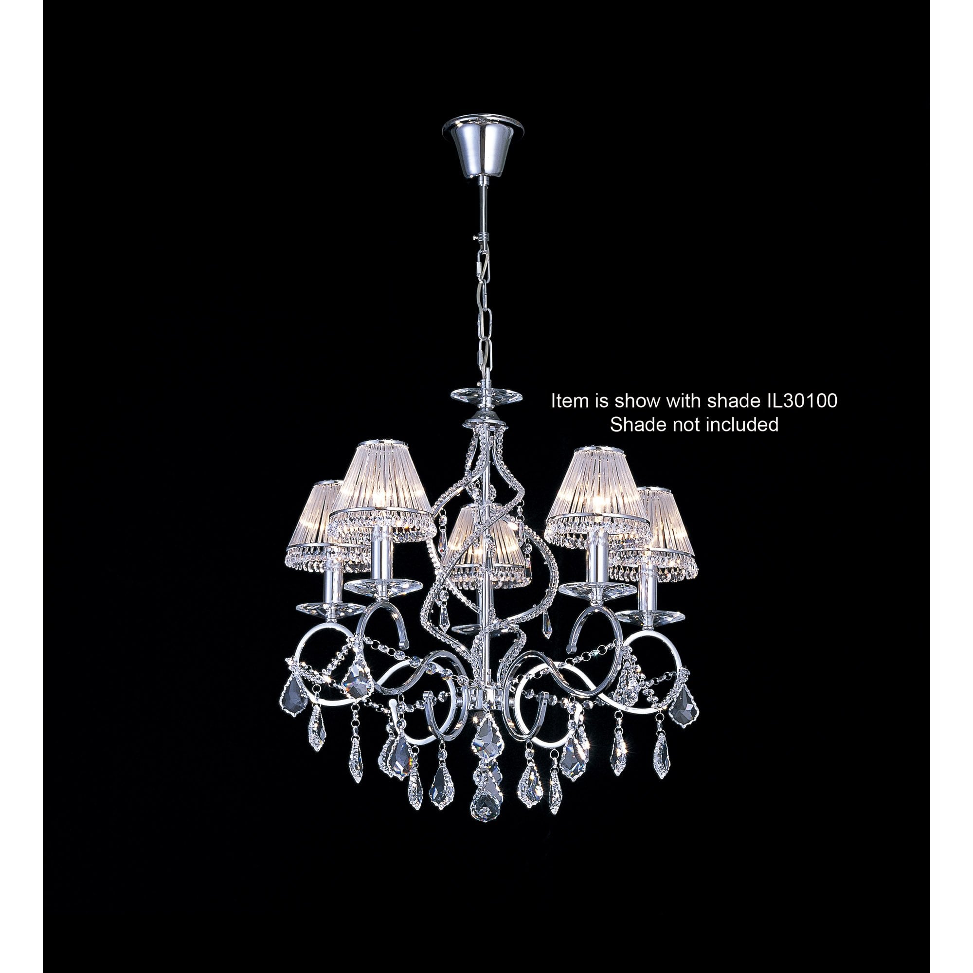 Torino Pendant 5 Light Polished Chrome/Crystal