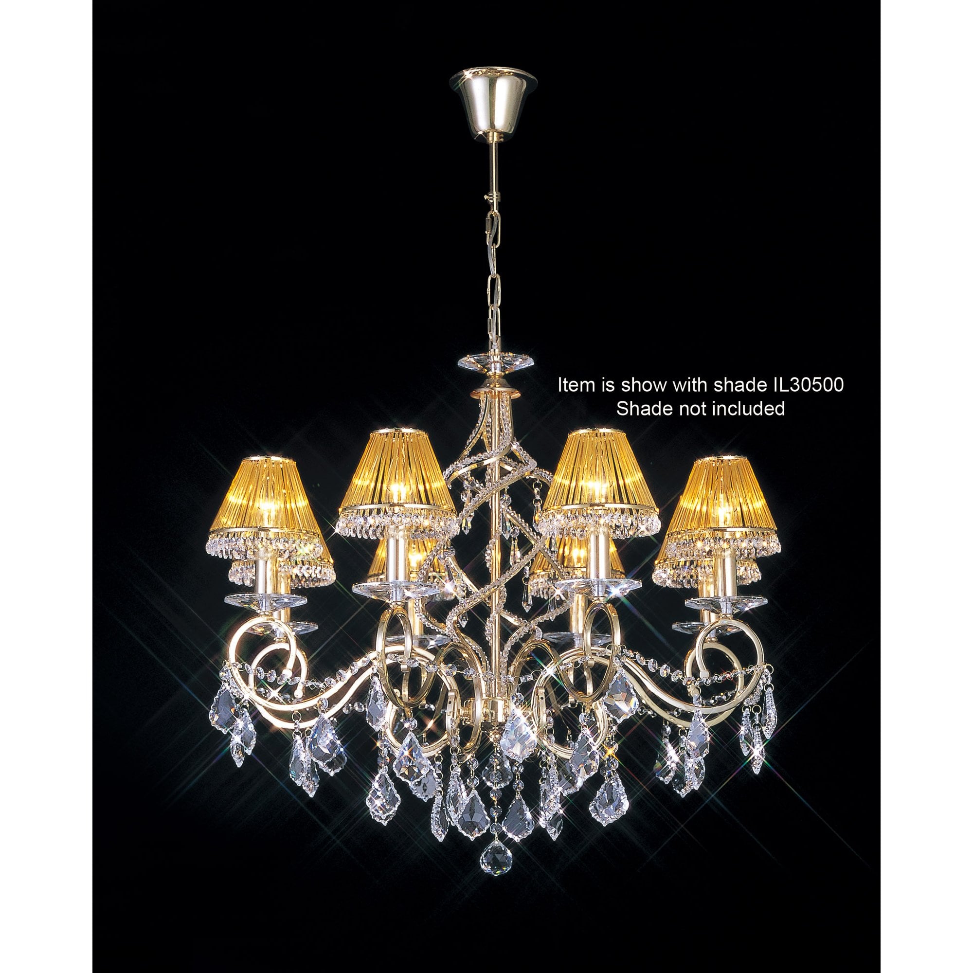 Torino Pendant 8 Light French Gold/Crystal