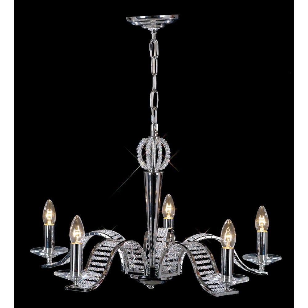 Niobe Pendant 5 Light Polished Chrome/Crystal