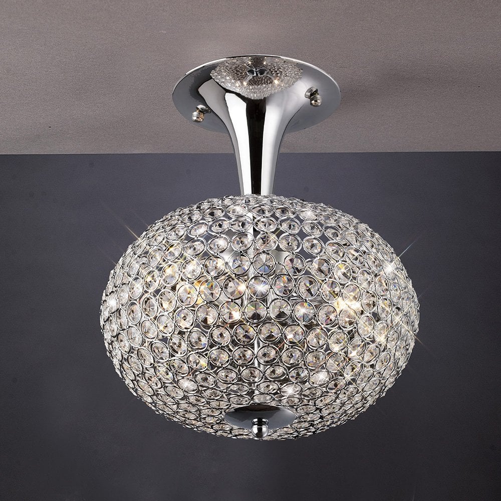 Vado Semi Ceiling 3 Light Polished Chrome/Crystal