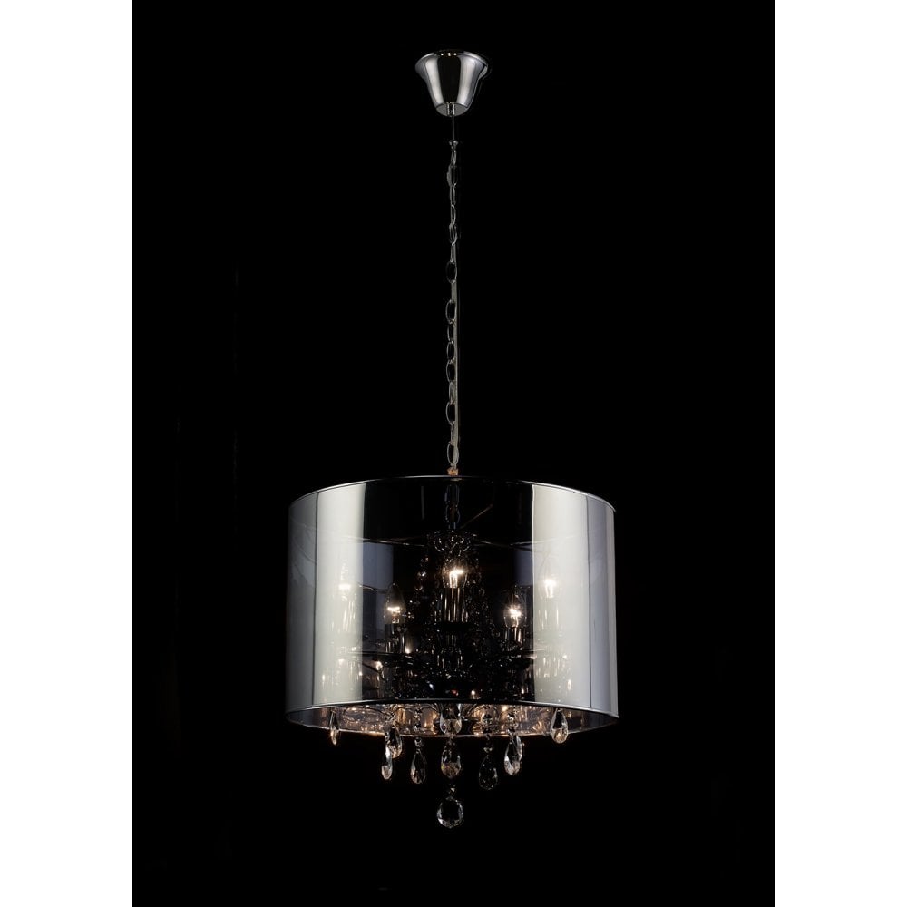 Trace Pendant With Chrome Shade 5 Light Polished Chrome/PVC /Crystal