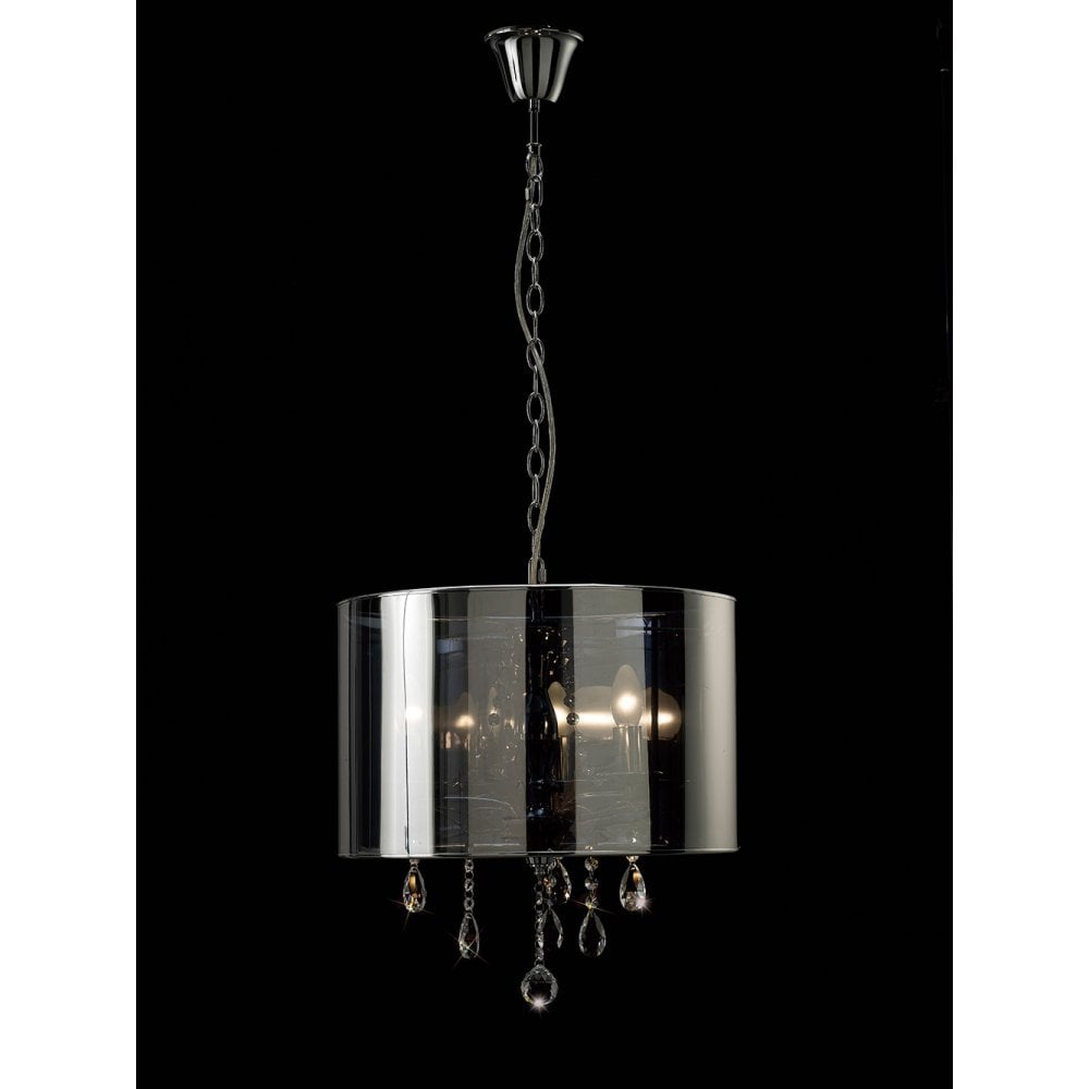 Trace Pendant With Chrome Shade 3 Light Polished Chrome/PVC /Crystal