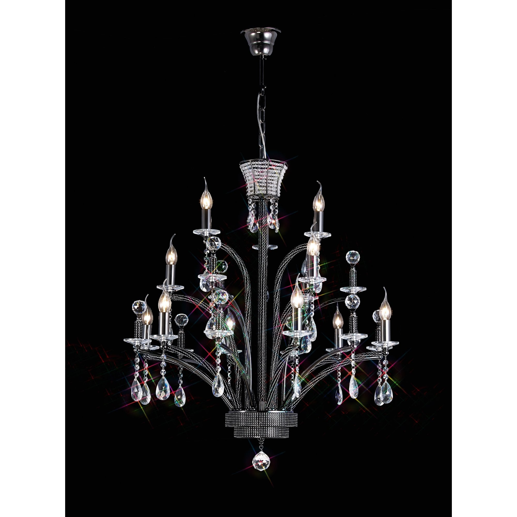 Orlando Pendant Large 12 Light Black Chrome (ITEM REQUIRES ASSEMBLY)