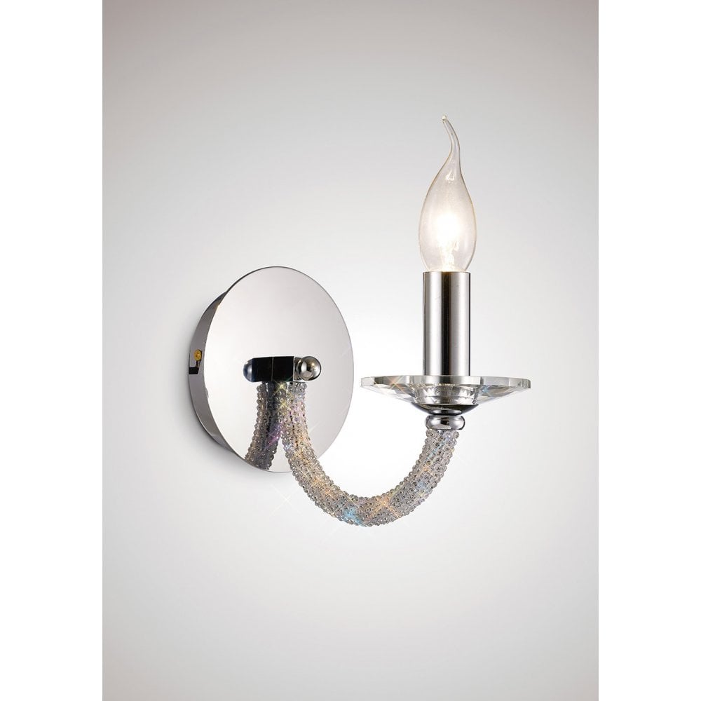 Elena Wall Lamp Switched 1 Light Polished Chrome/Crystal