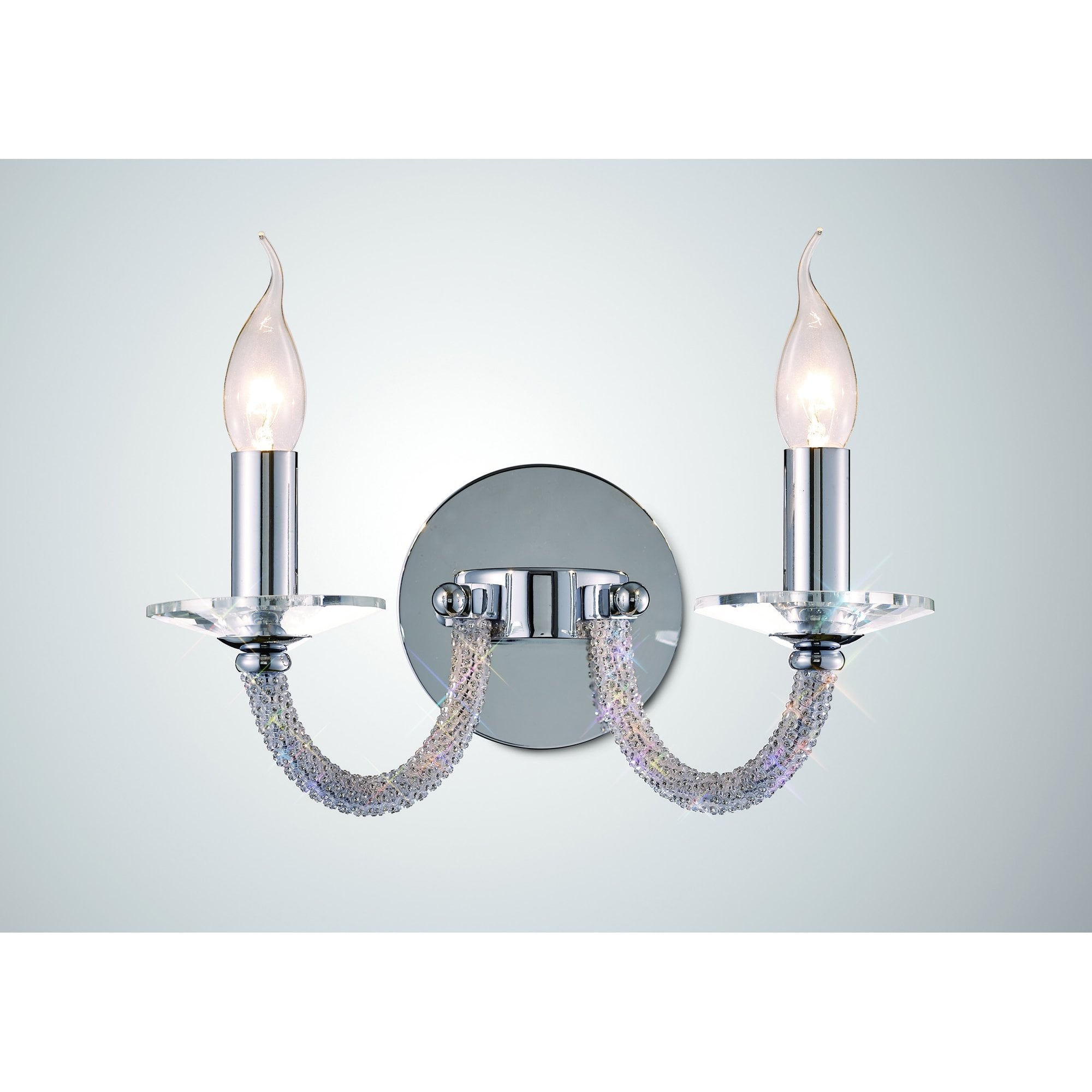 Elena Wall Lamp Switched 2 Light Polished Chrome/Crystal