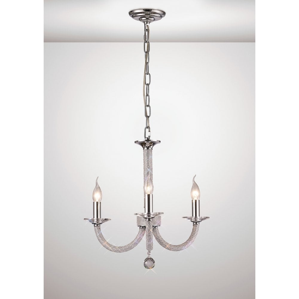 Elena Pendant 3 Light Polished Chrome/Crystal