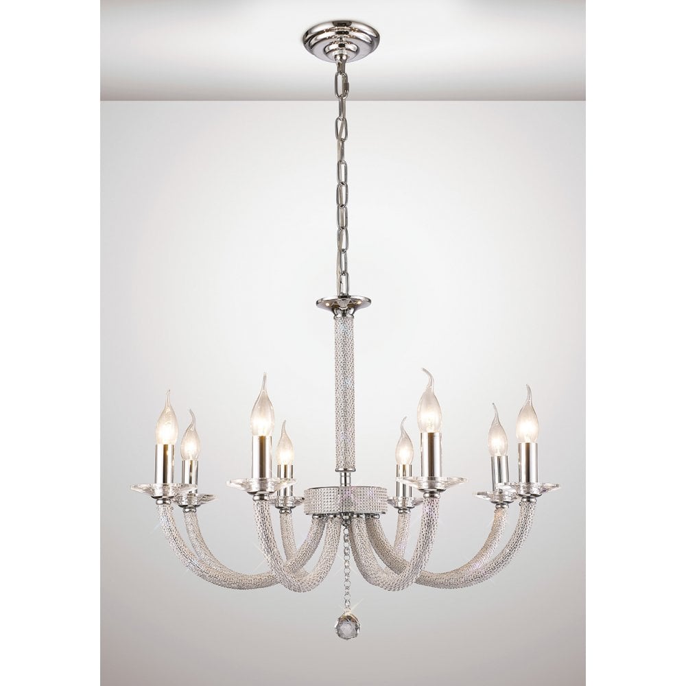 Elena Pendant 8 Light Polished Chrome/Crystal