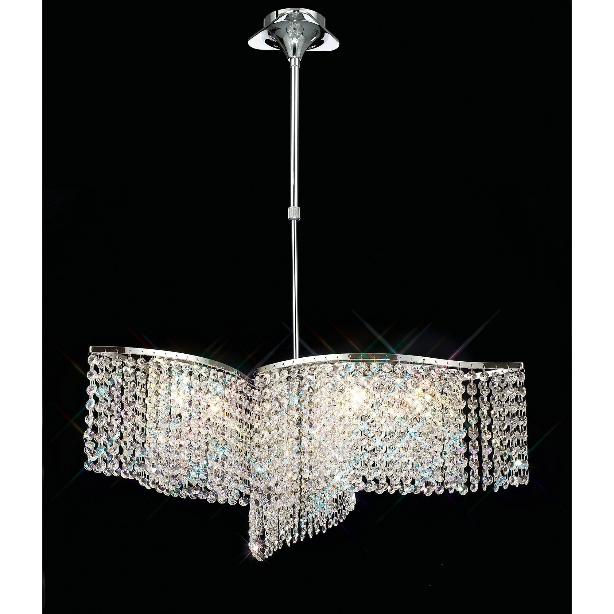 Fabio Pendant Semi-Flush Convertible 3 Arm 6 Light Polished Chrome/Crystal