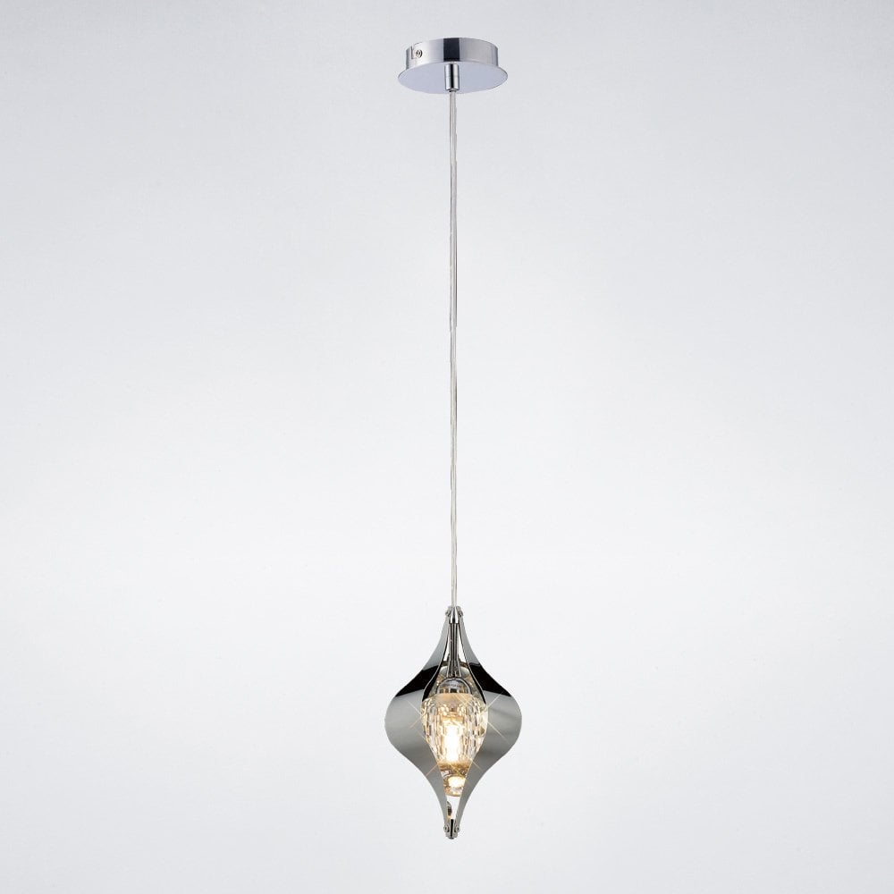 Amano Pendant 1 Light Polished Chrome/Crystal