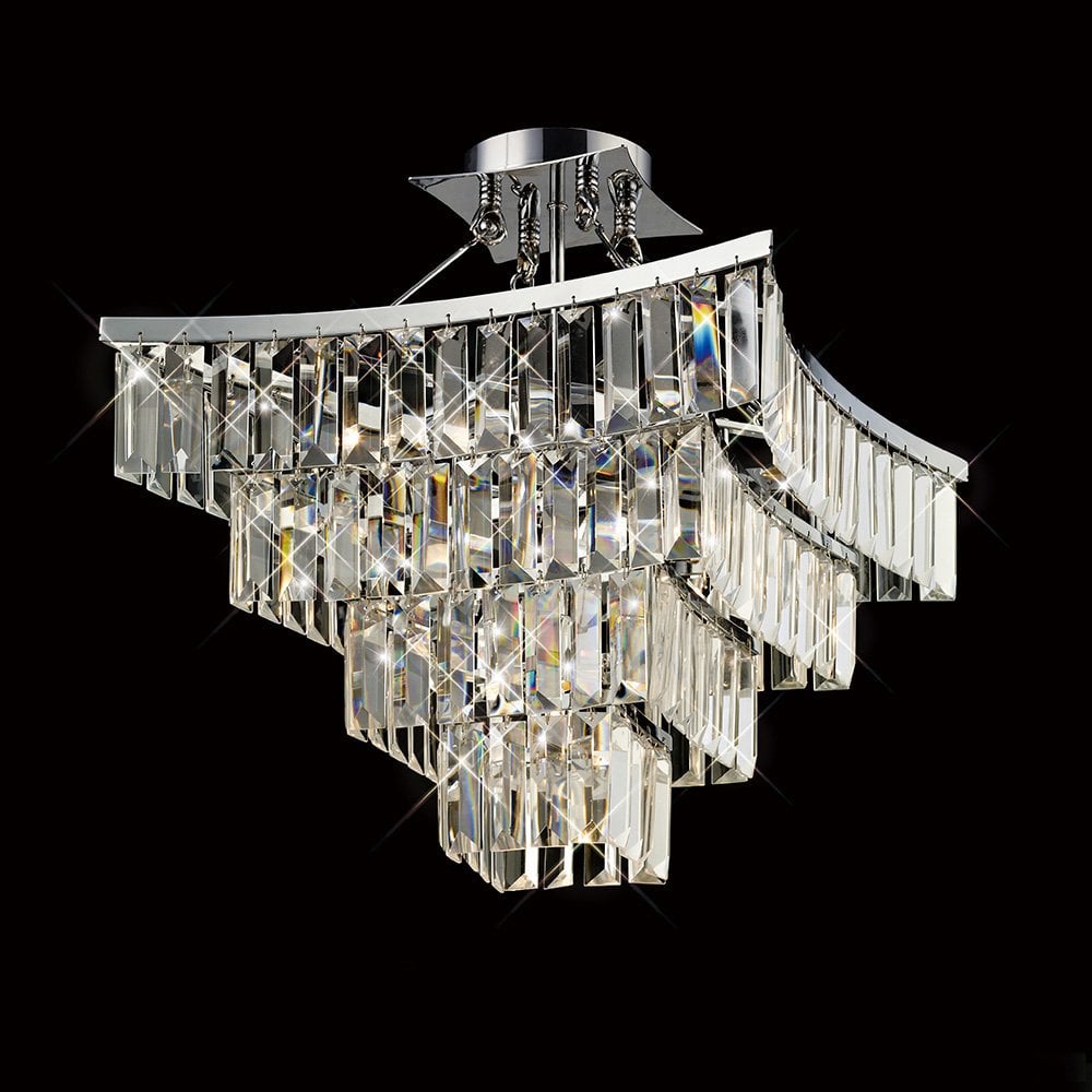 Gianni Semi Ceiling 5 Light Polished Chrome/Crystal