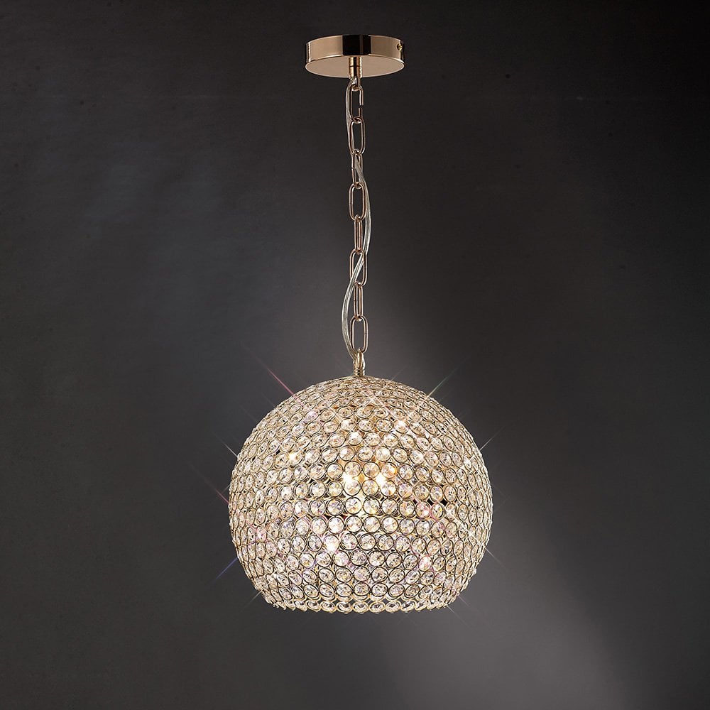 Ava Pendant 5 Light French Gold/Crystal