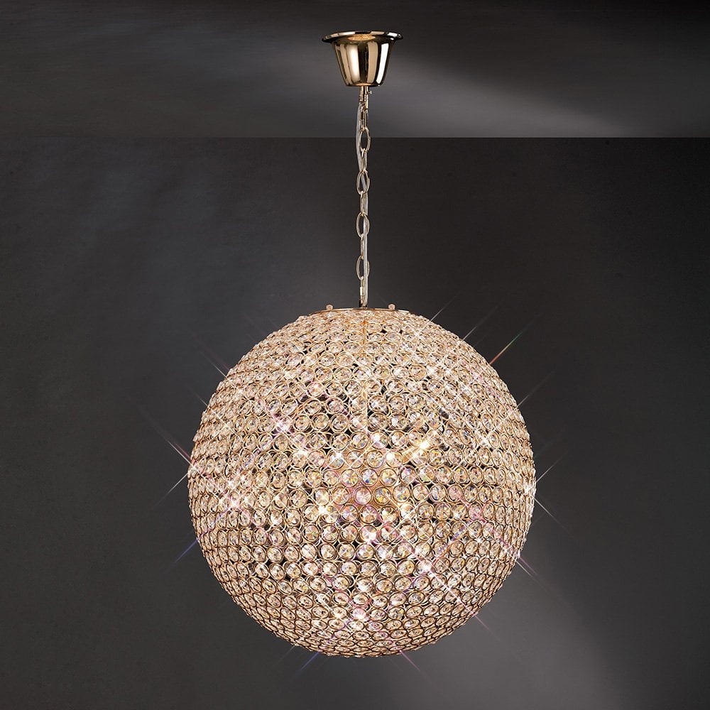 Ava Pendant 9 Light French Gold/Crystal