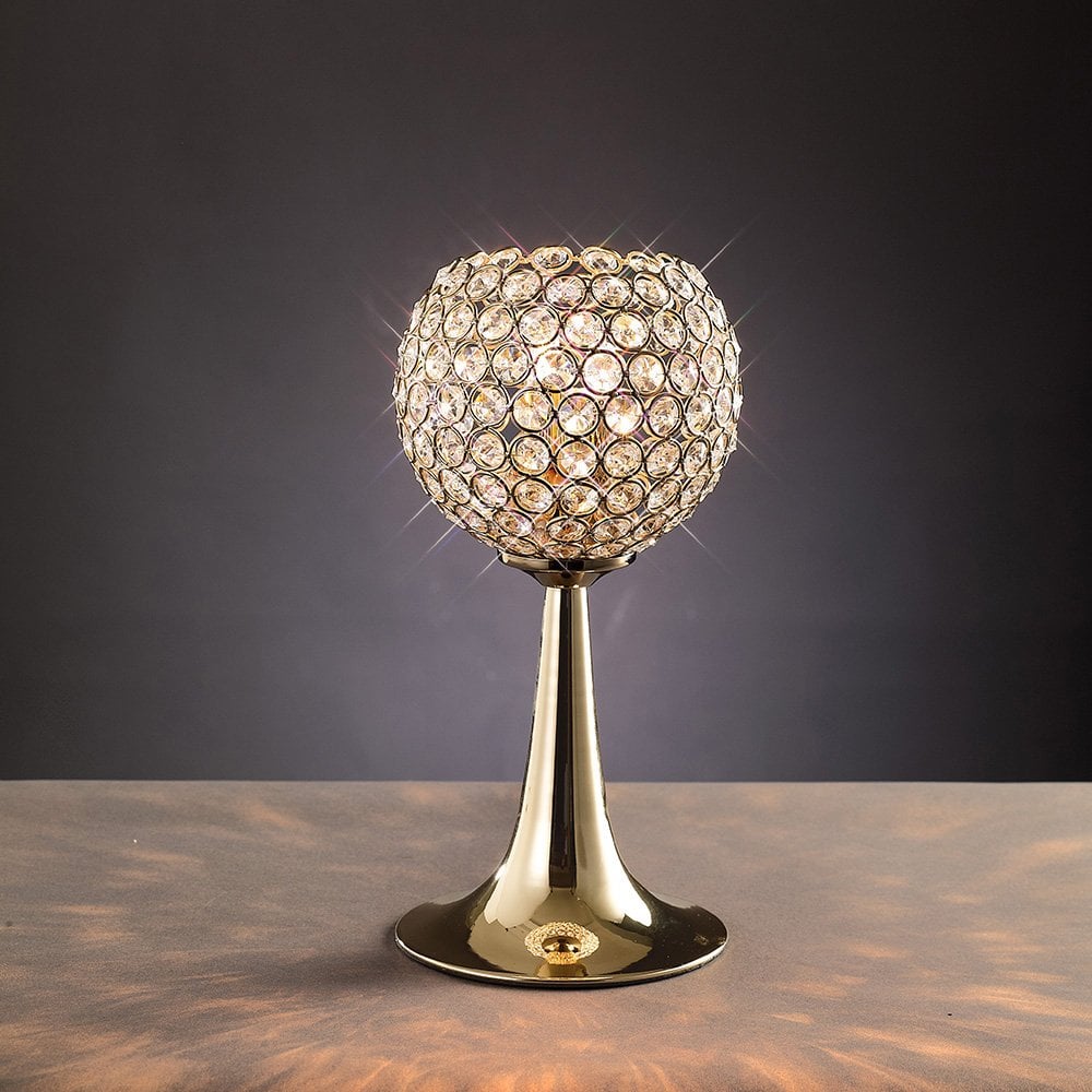 Ava Table Lamp 2 Light French Gold/Crystal