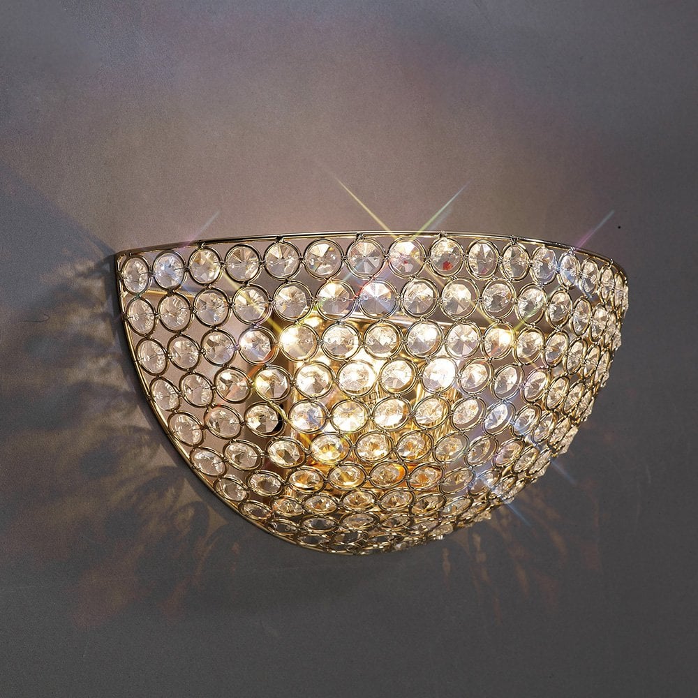 Ava Wall Lamp Circular 2 Light French Gold/Crystal