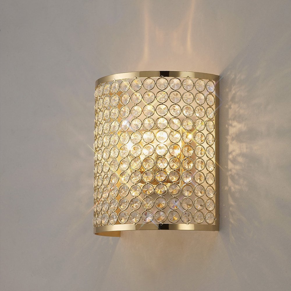 Ava Wall Lamp Rectangle 2 Light French Gold/Crystal