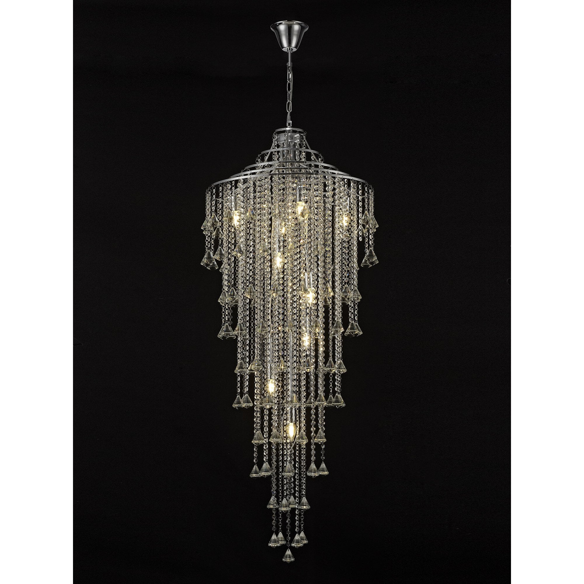 Inina Tall Pendant 9 Light Polished Chrome/Crystal