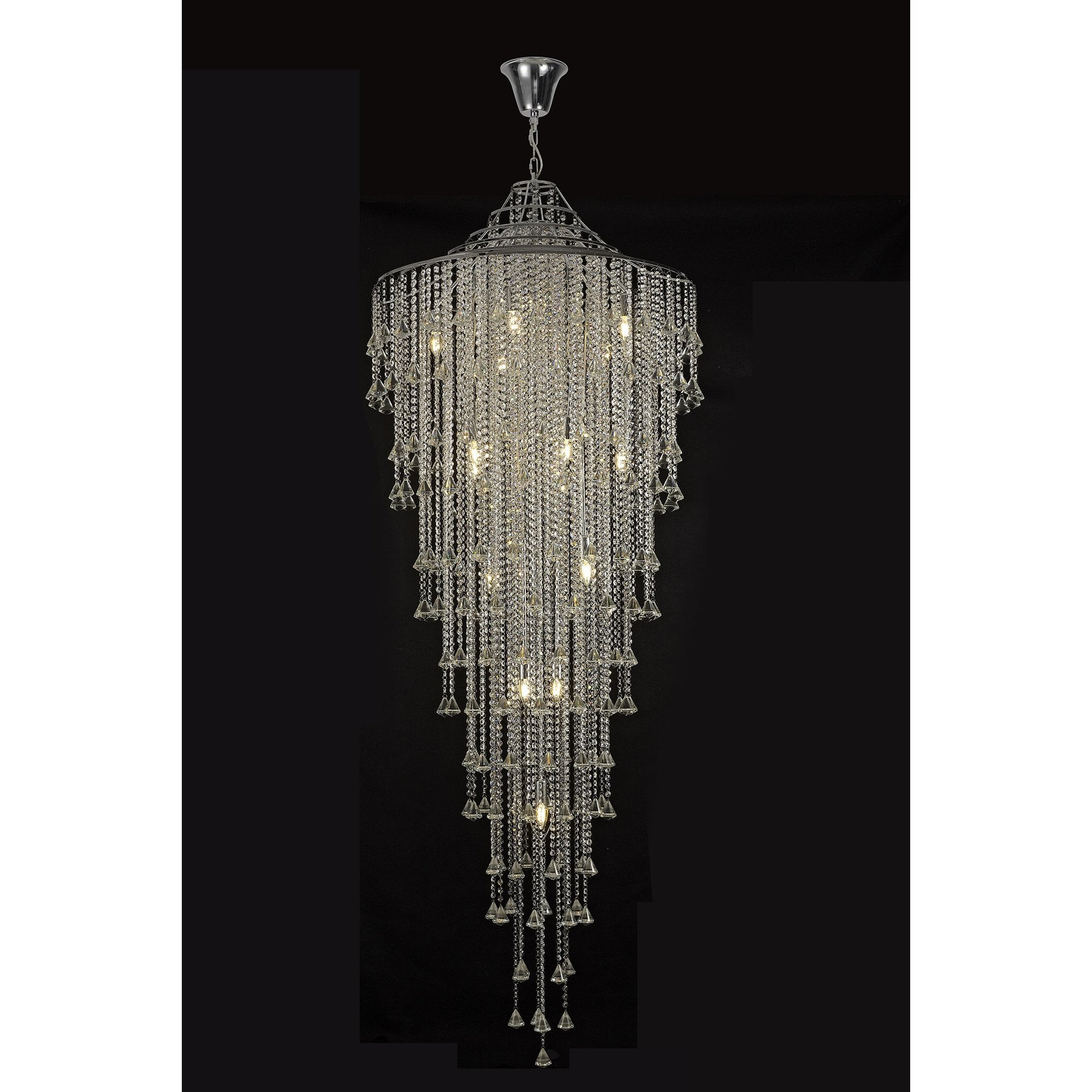 Inina Tall Pendant 15 Light Polished Chrome/Crystal