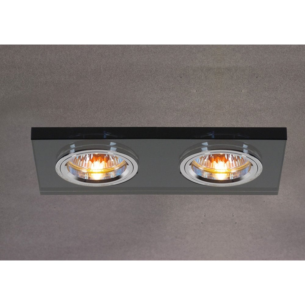 Crystal Dual Head Downlight Rectangle Rim Only Black, IL30800 Required To Complete The Item