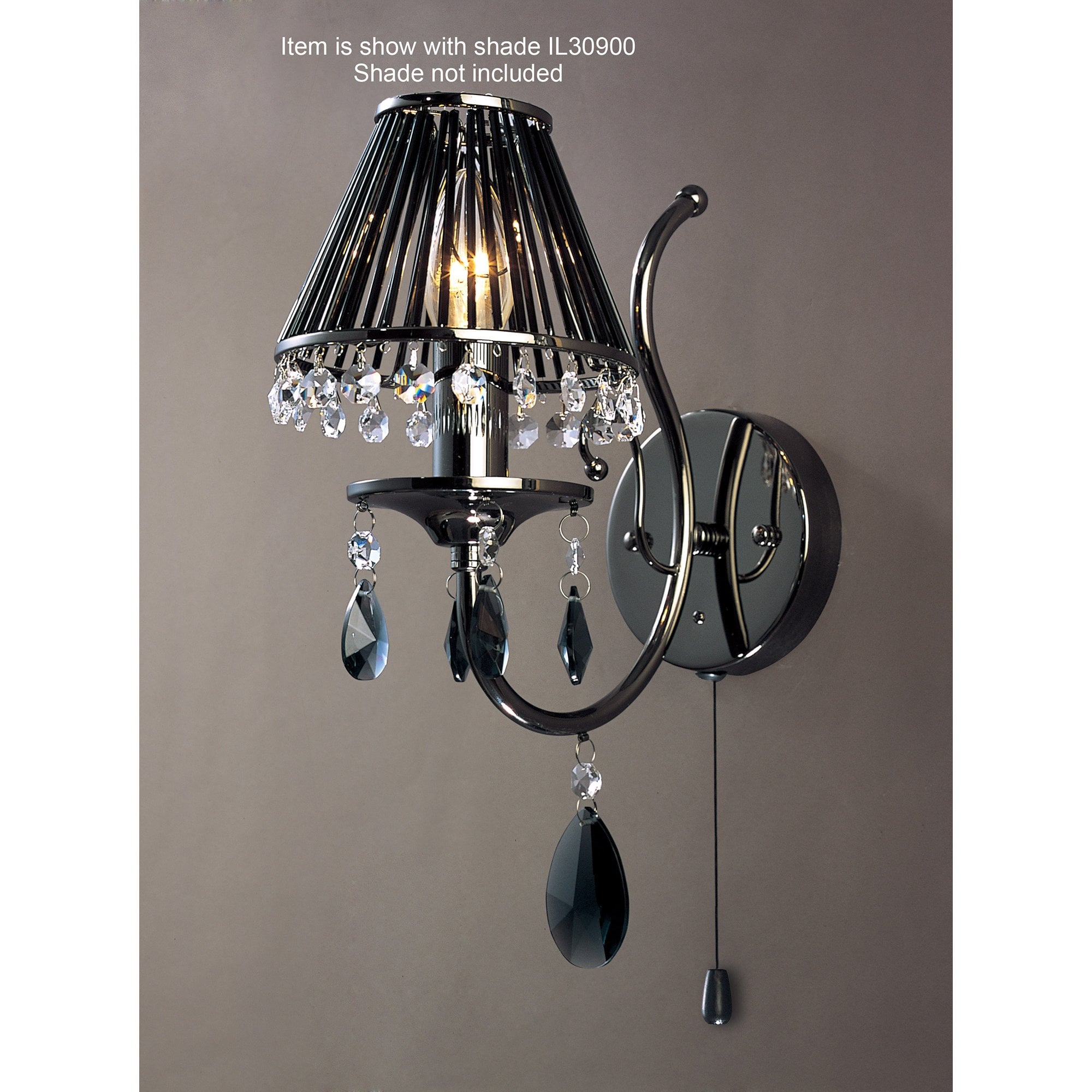 Luna Wall Lamp 1 Light Black Chrome/Crystal