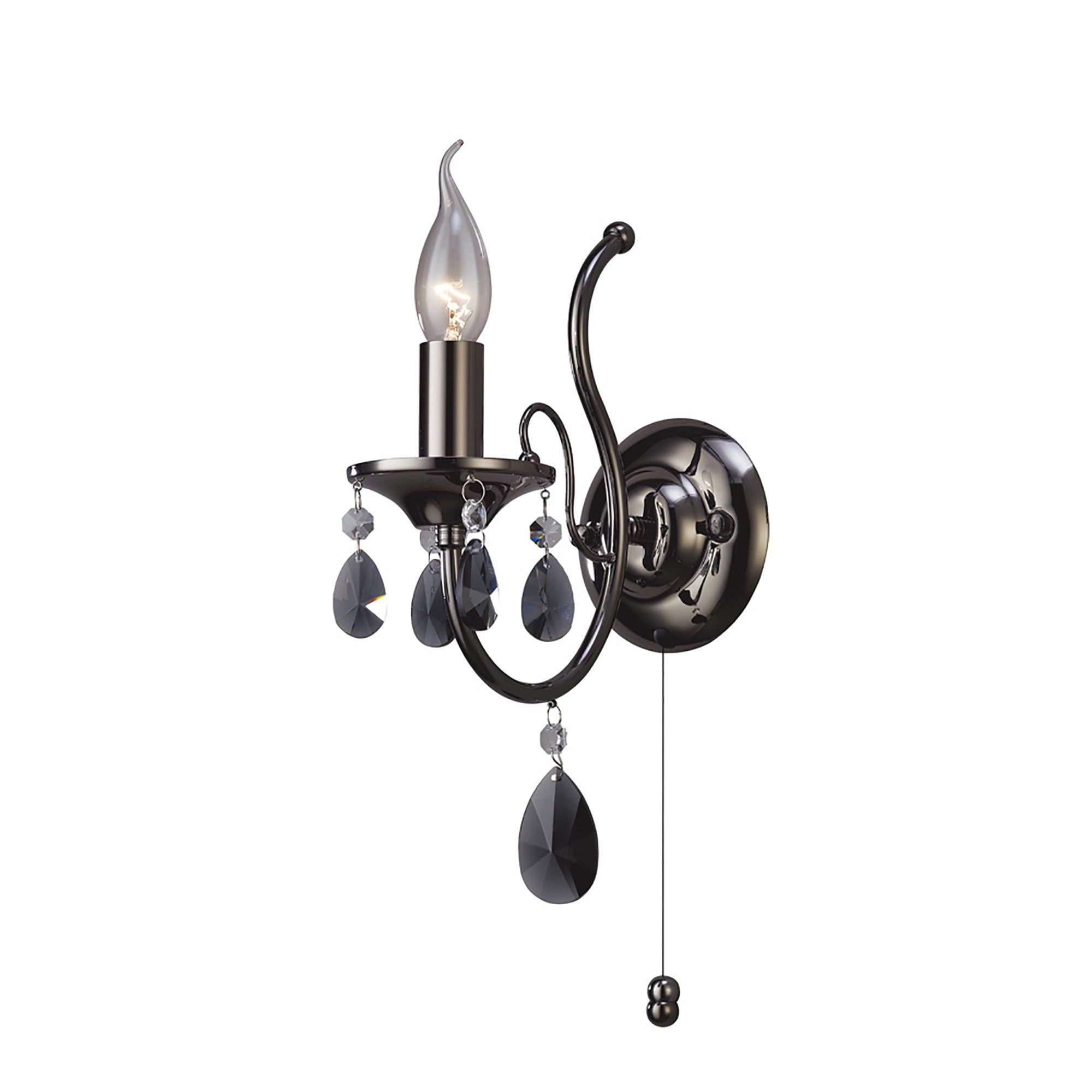 Luna Wall Lamp 1 Light Black Chrome/Crystal