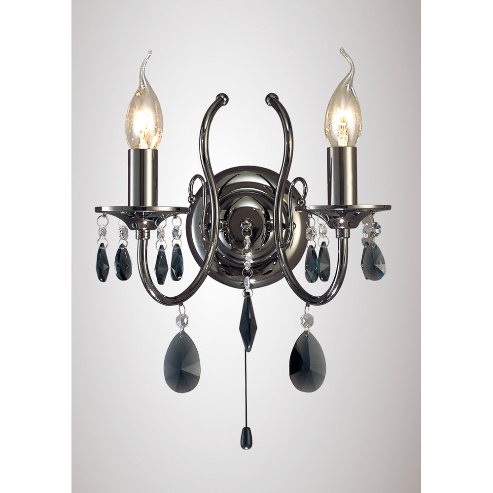 Luna Wall Lamp 2 Light Black Chrome/Crystal