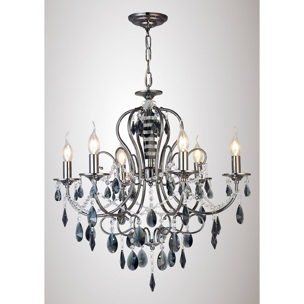 Luna Pendant 6 Light Black Chrome/Crystal