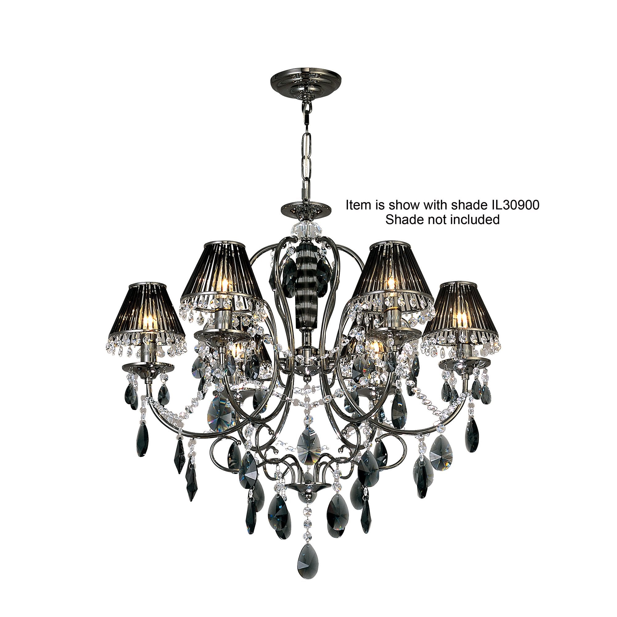 Luna Pendant 6 Light Black Chrome/Crystal