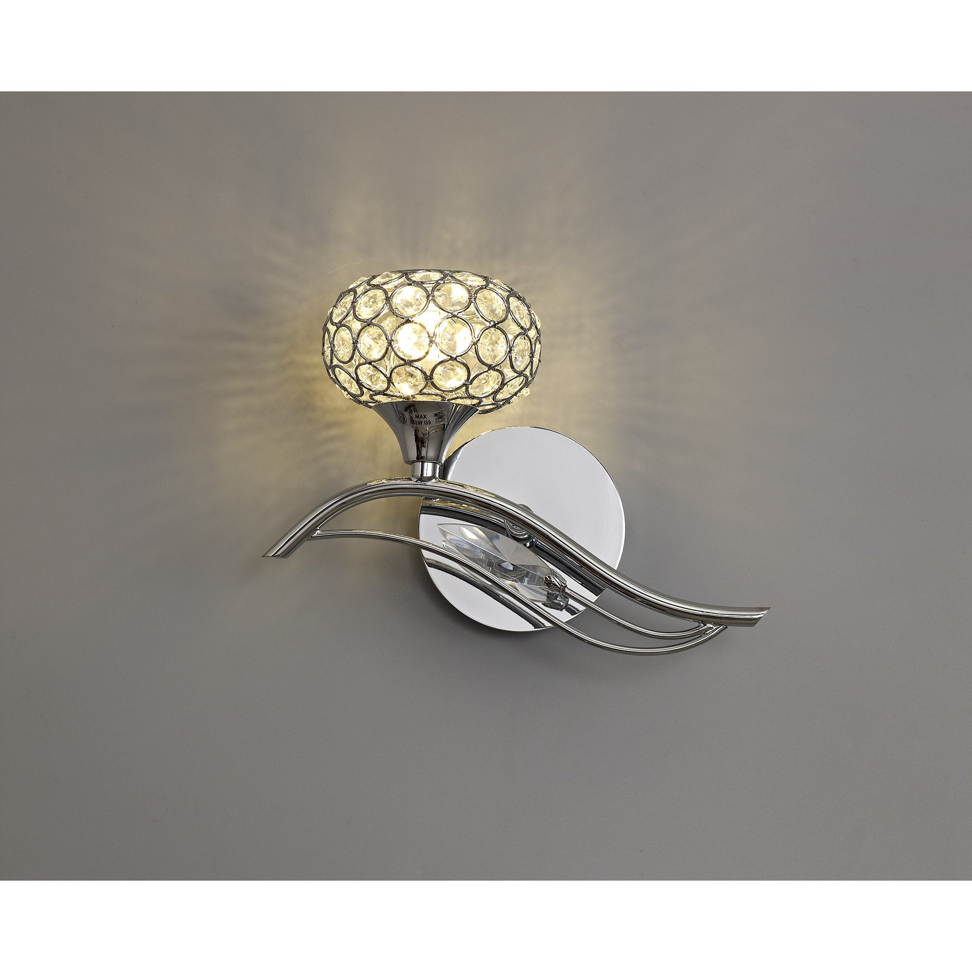 Leimo Wall Lamp Switched 1 Light Left Polished Chrome/Crystal