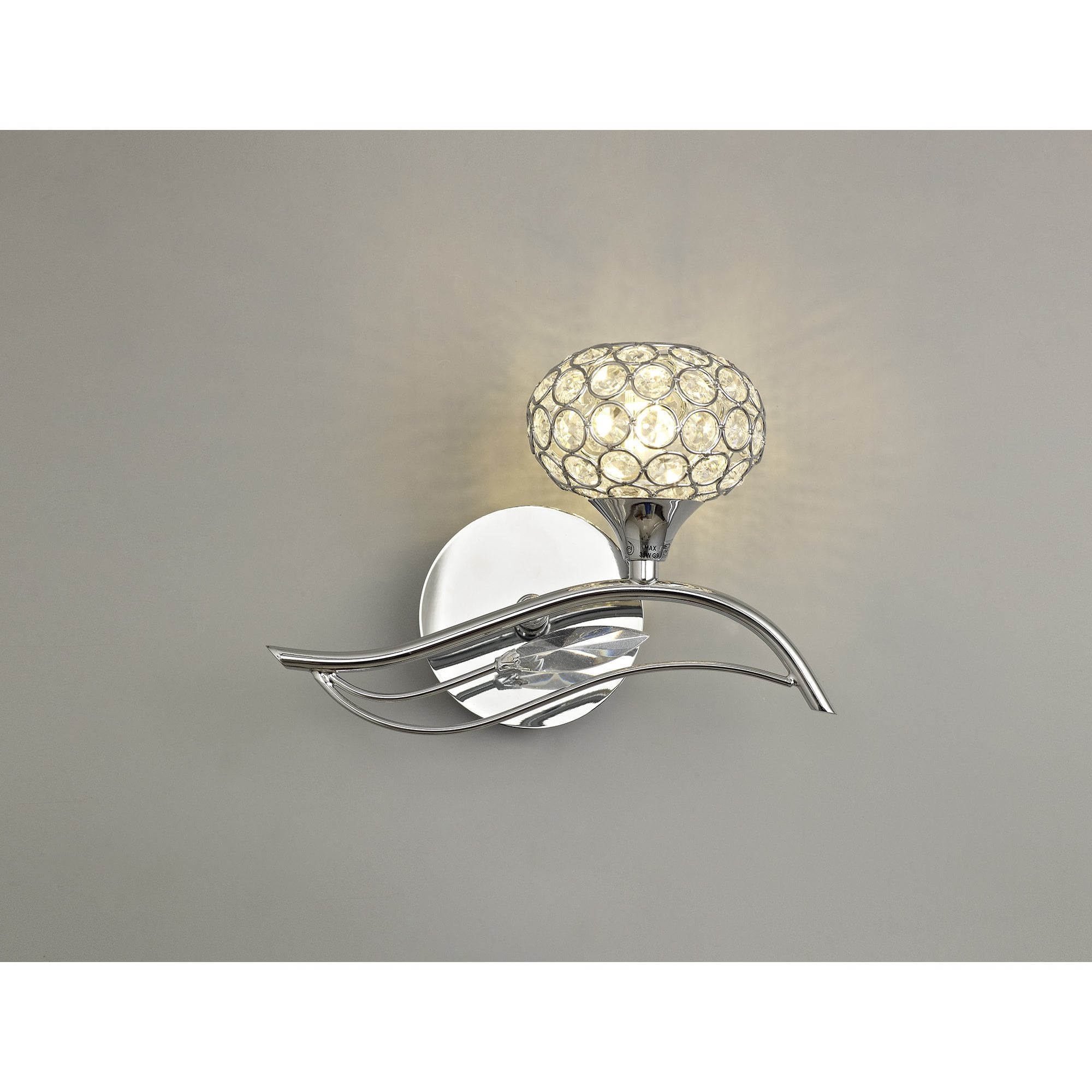 Leimo Wall Lamp Switched 1 Light Right Polished Chrome/Crystal