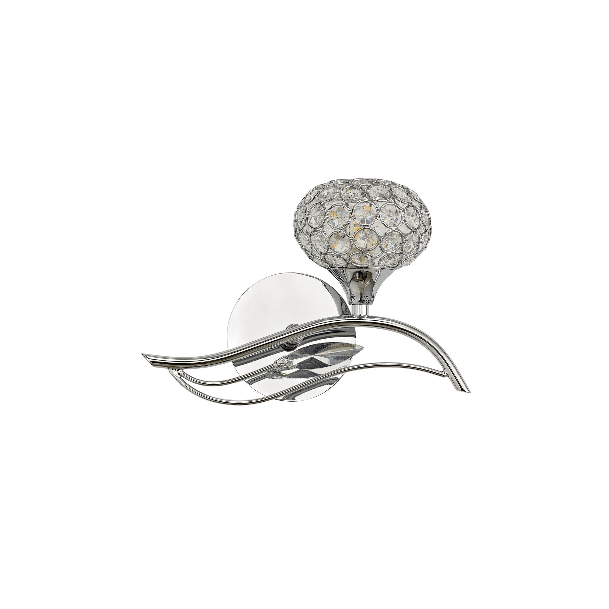 Leimo Wall Lamp Switched 1 Light Right Polished Chrome/Crystal