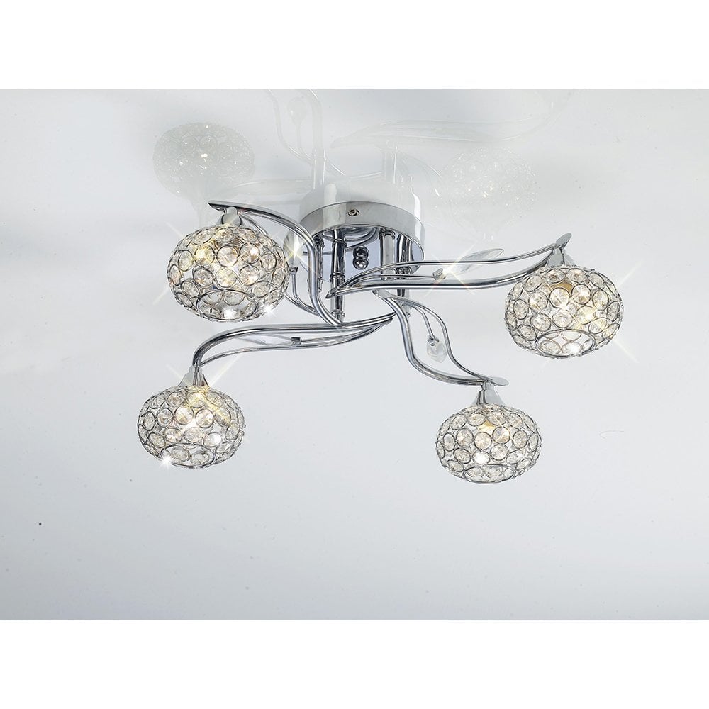 Leimo Ceiling 4 Light Polished Chrome/Crystal