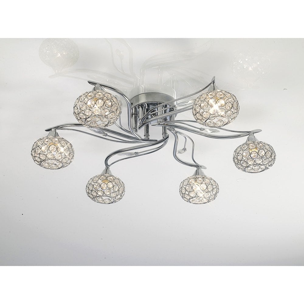 Leimo Ceiling 6 Light Polished Chrome/Crystal