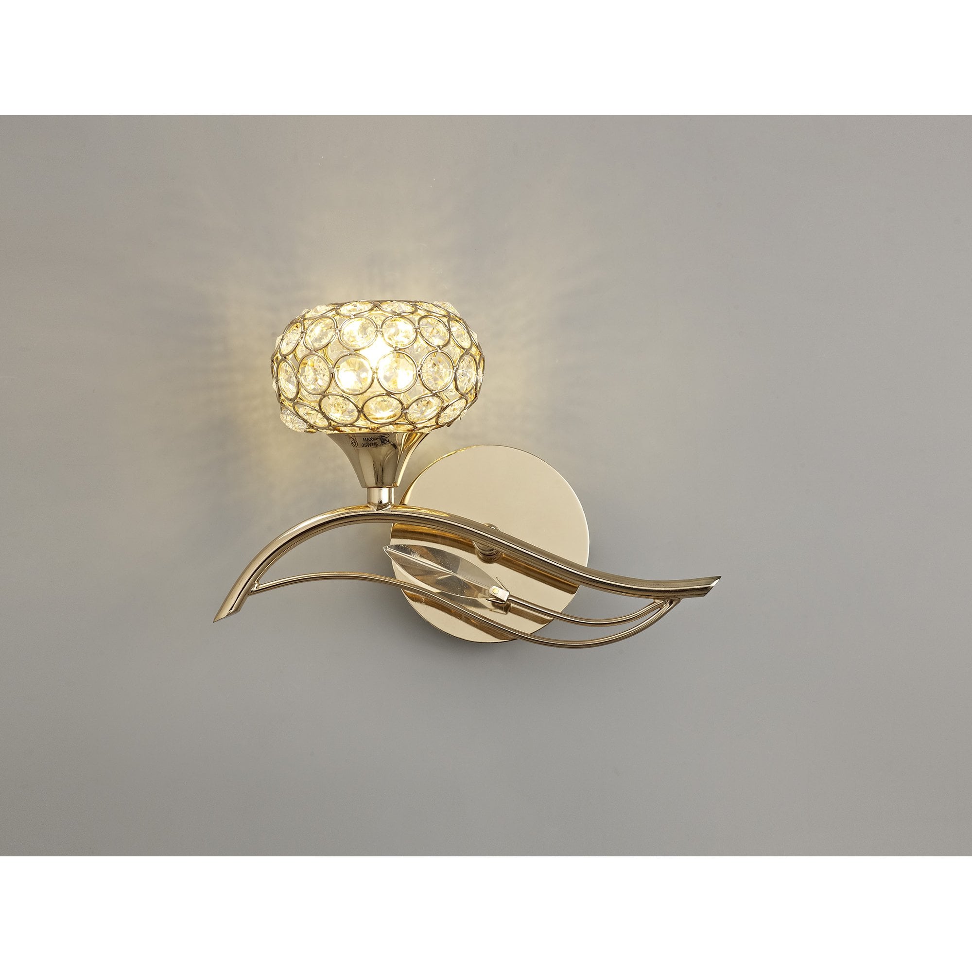 Leimo Wall Lamp Switched 1 Light Left French Gold/Crystal